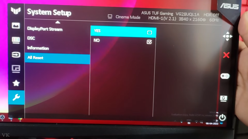 How to Reset All Settings in Asus Monitor