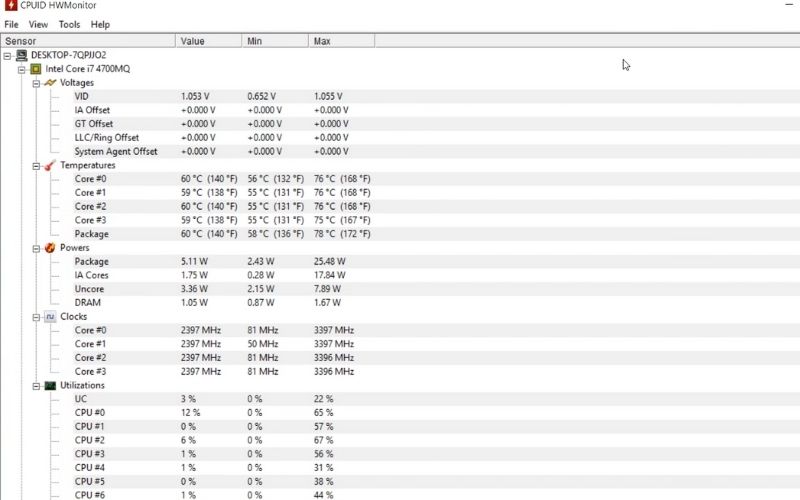 HWmonitor GPU temperature