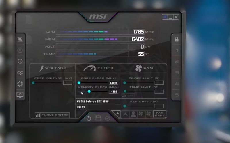 MSA afterburner GPU temperature check